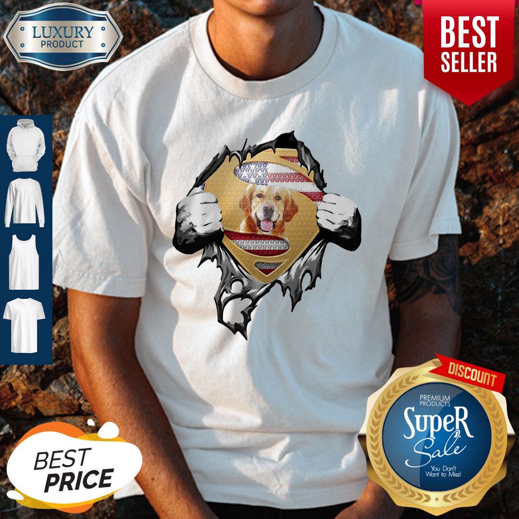 Blood Insides Superman Golden Retriever American Flag Independence Day Shirt