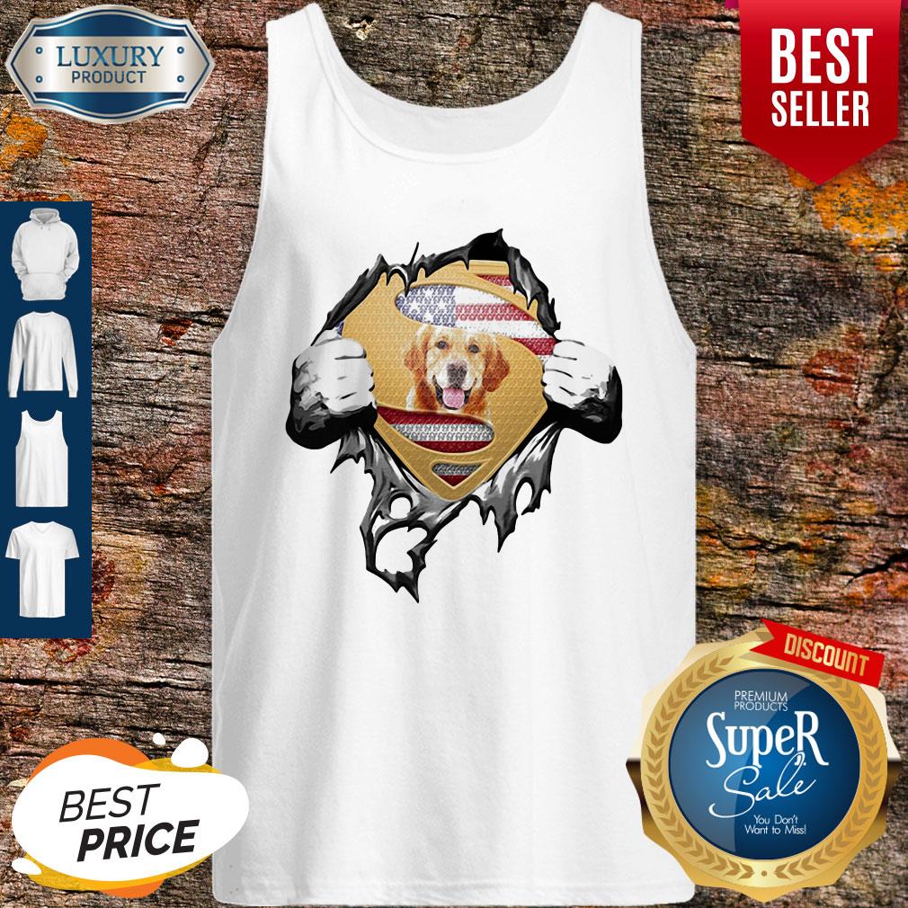 Blood Insides Superman Golden Retriever American Flag Independence Day Shirt