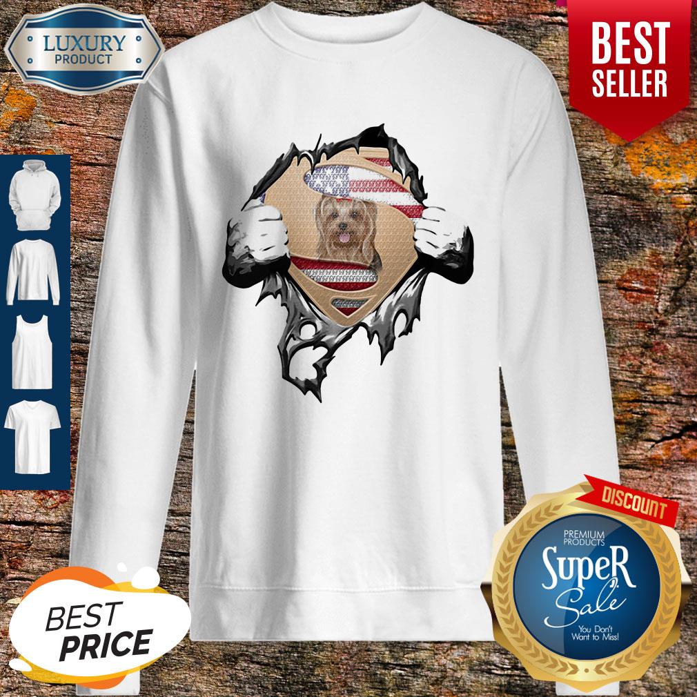 Blood Insides Superman Yorkshire Terrier American Flag Independence Day Shirt
