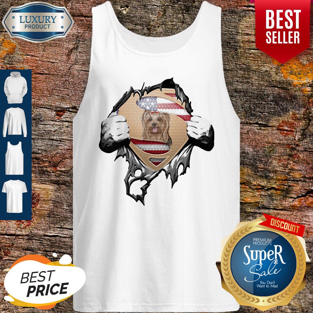 Blood Insides Superman Yorkshire Terrier American Flag Independence Day Shirt