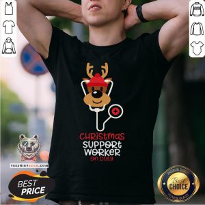 Official Christmas Support Worker Reindeer Nurse On Duty Shirt