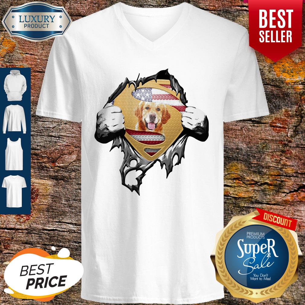 Blood Insides Superman Golden Retriever American Flag Independence Day Shirt