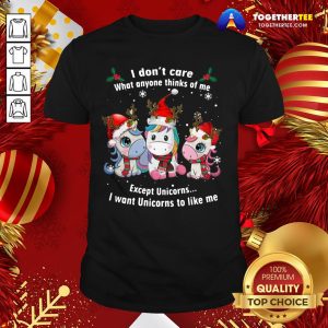 Pretty Unicorn Reindeer I Don’t Care What Anyone Thinks Of Me Except Unicorns Merry Christmas Shirt