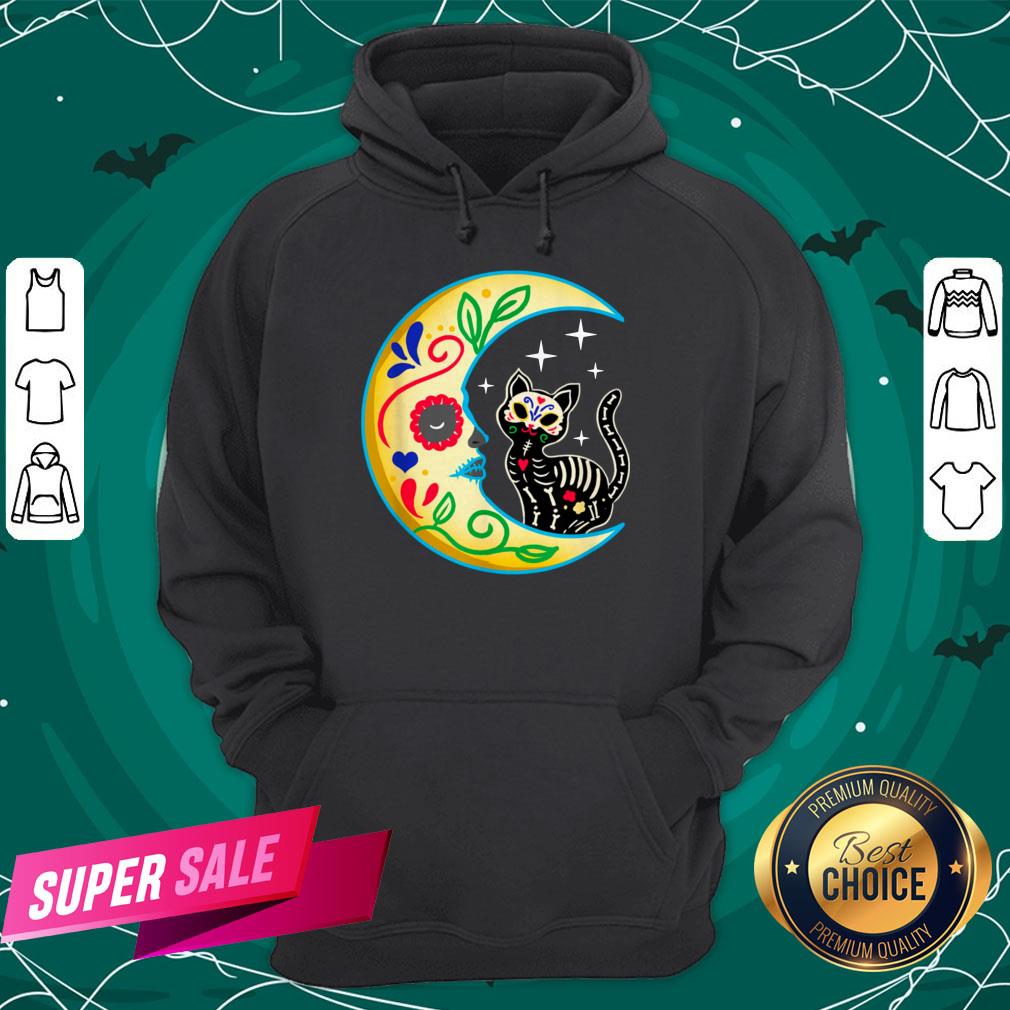 Cat Amp Moon Sugar Skull Dia De Los Muertos Shirt