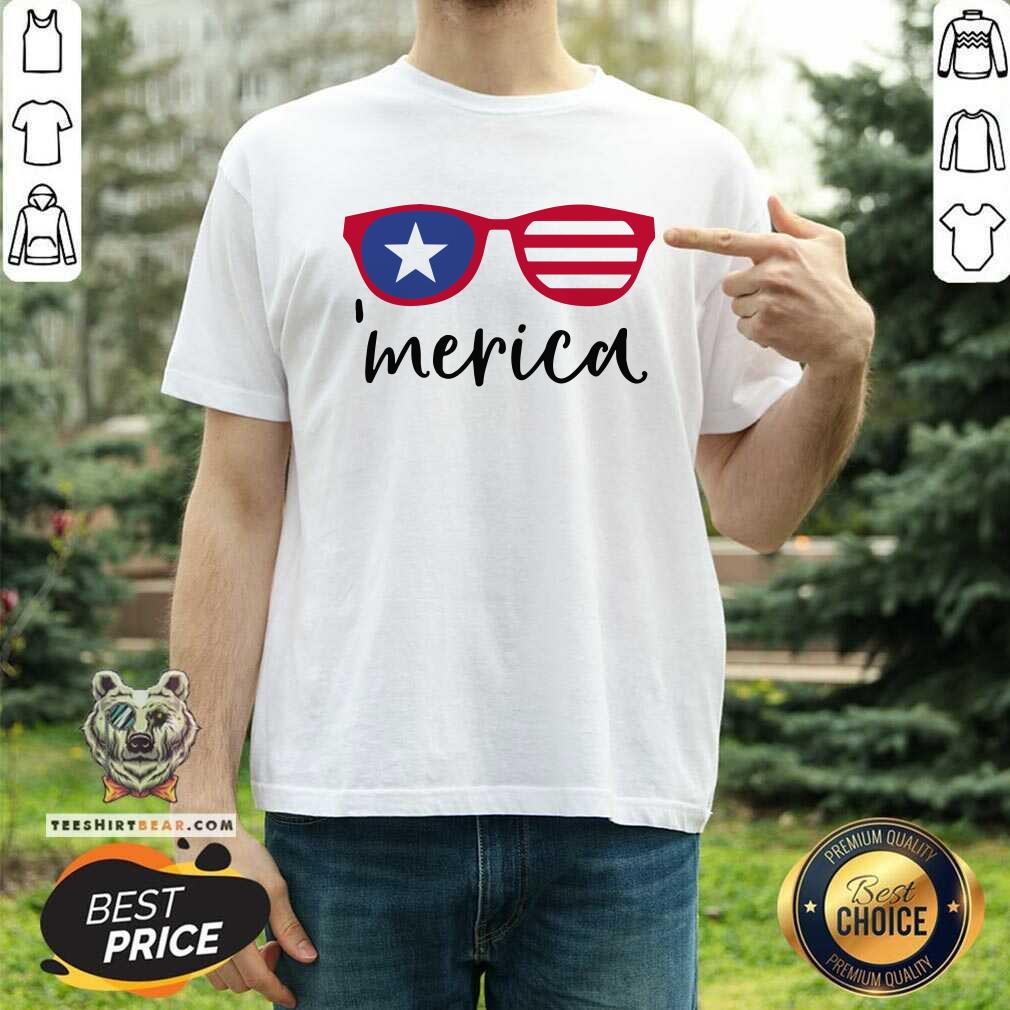 Cool Merica Glasses American Flag Shirt