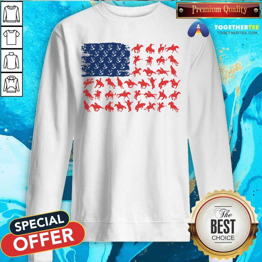 Cowboy And Horse American Flag Shirt