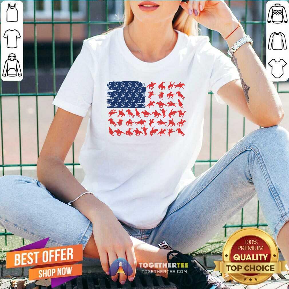Cowboy And Horse American Flag Shirt