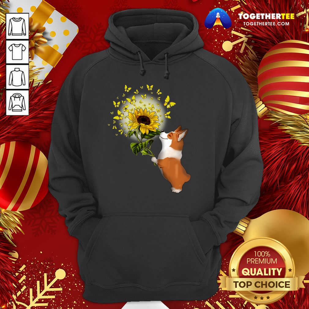 Cute Corgi Butterfly Sunflower Shirt