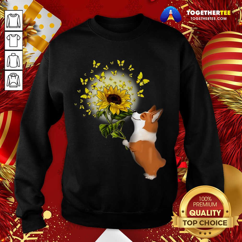 Cute Corgi Butterfly Sunflower Shirt
