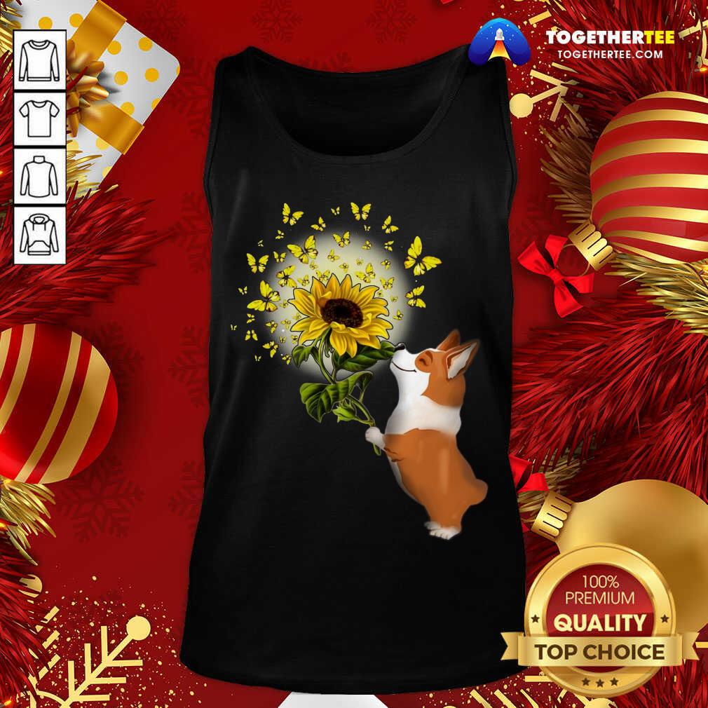 Cute Corgi Butterfly Sunflower Shirt