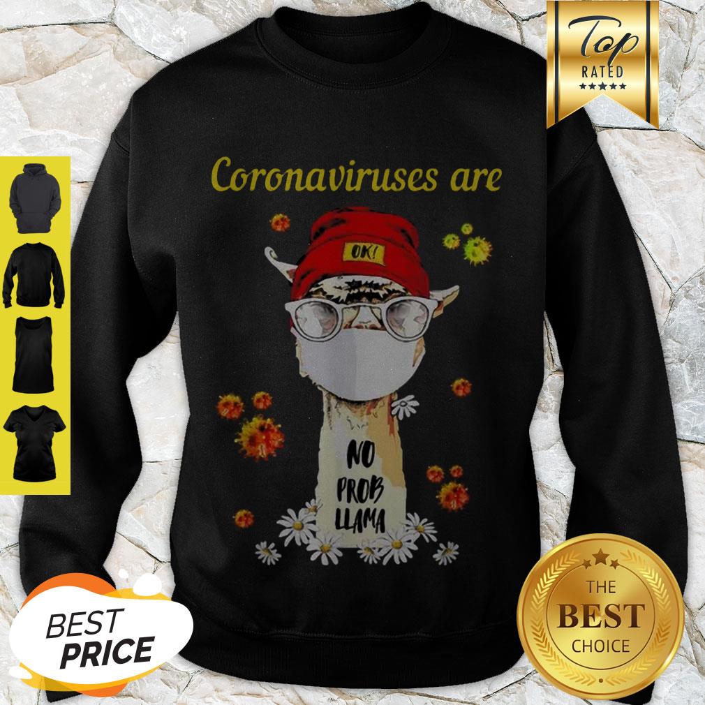 Cute Coronaviruses Are Ok No Prob Llama Face Mask Daisy Flower Shirt