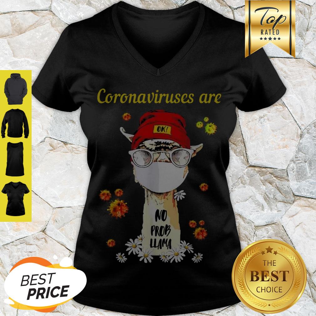 Cute Coronaviruses Are Ok No Prob Llama Face Mask Daisy Flower Shirt