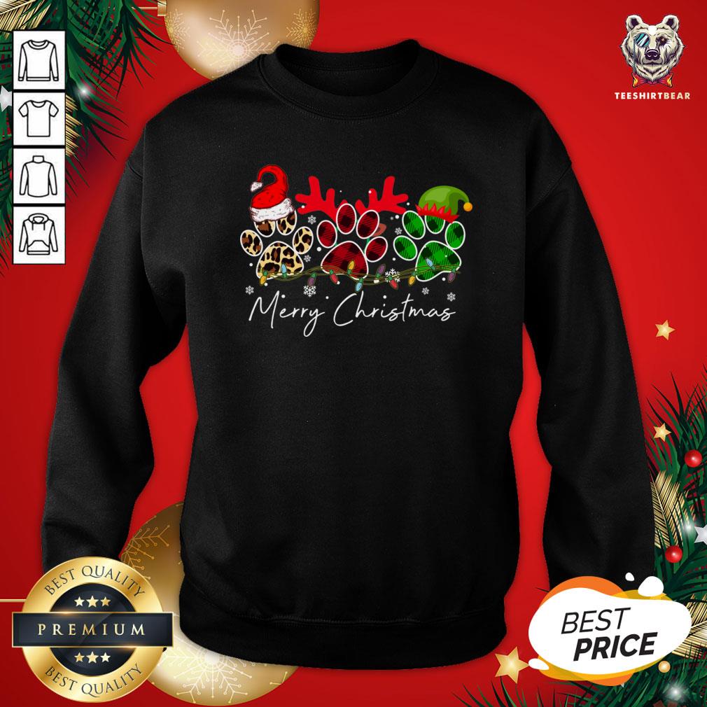 Cute Dog Paw Santa Reindeer Merry Christmas Tree Shirt