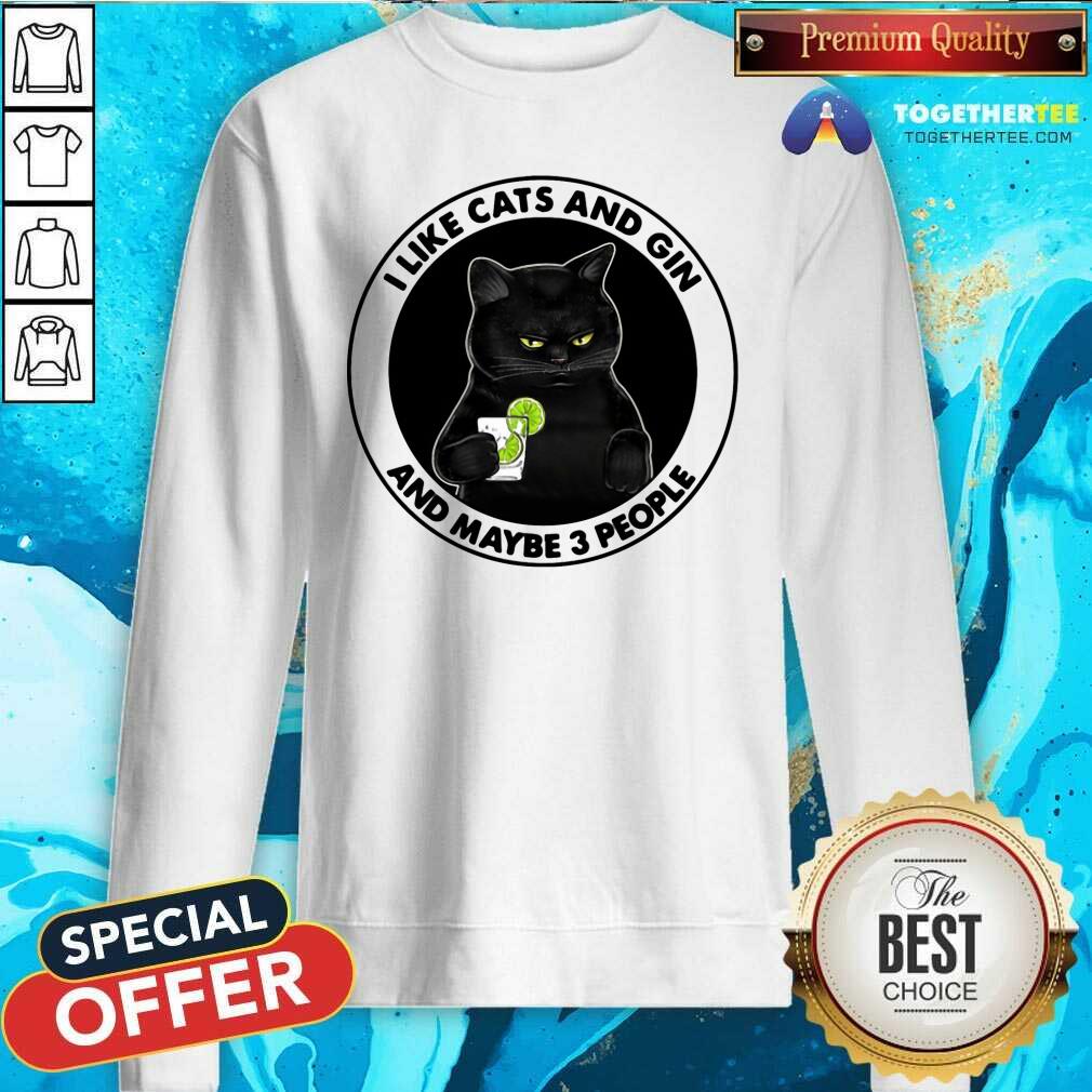 Cute I Like Cats And Gin And Maybe 3 People Shirt