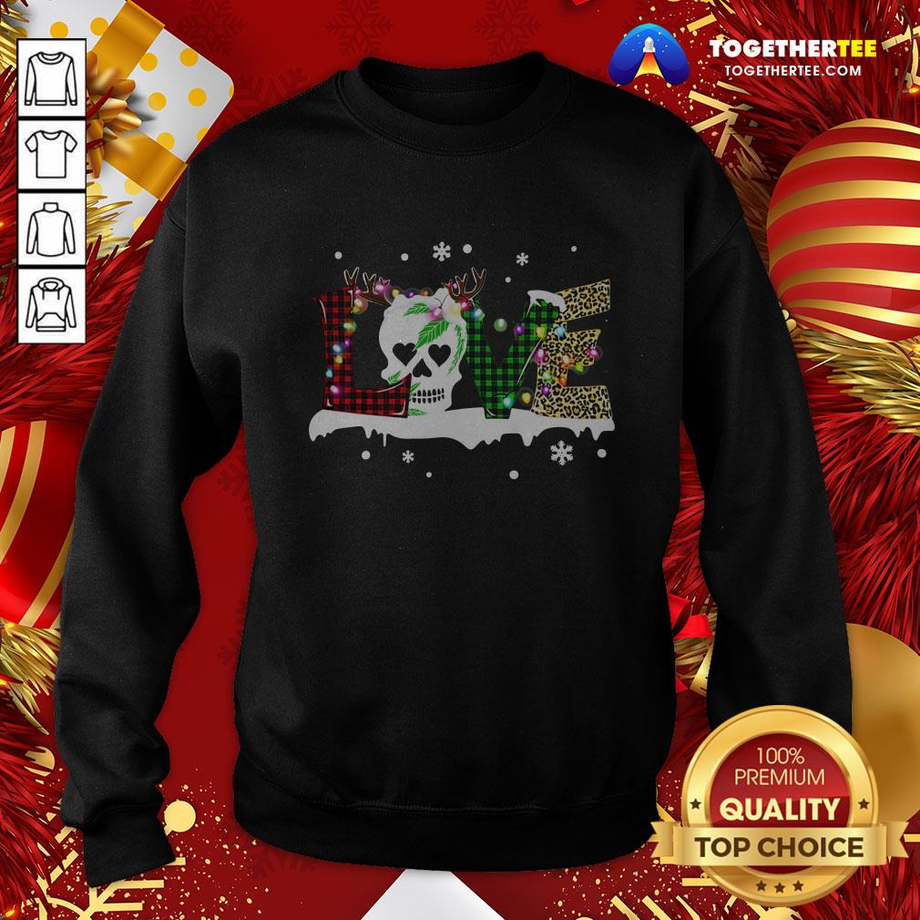Cute Love Skull Reindeer Christmas Shirt