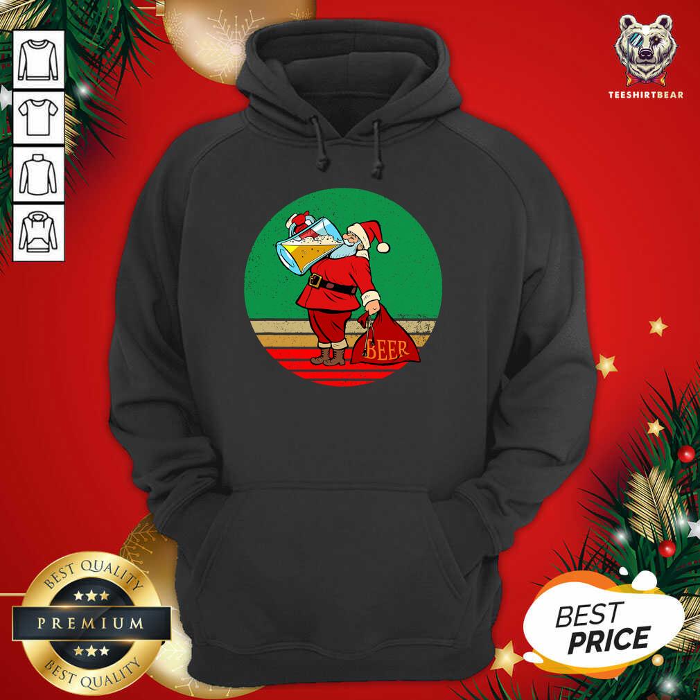 Cute Santa Drinking Beer Matching Family Christmas Shirt