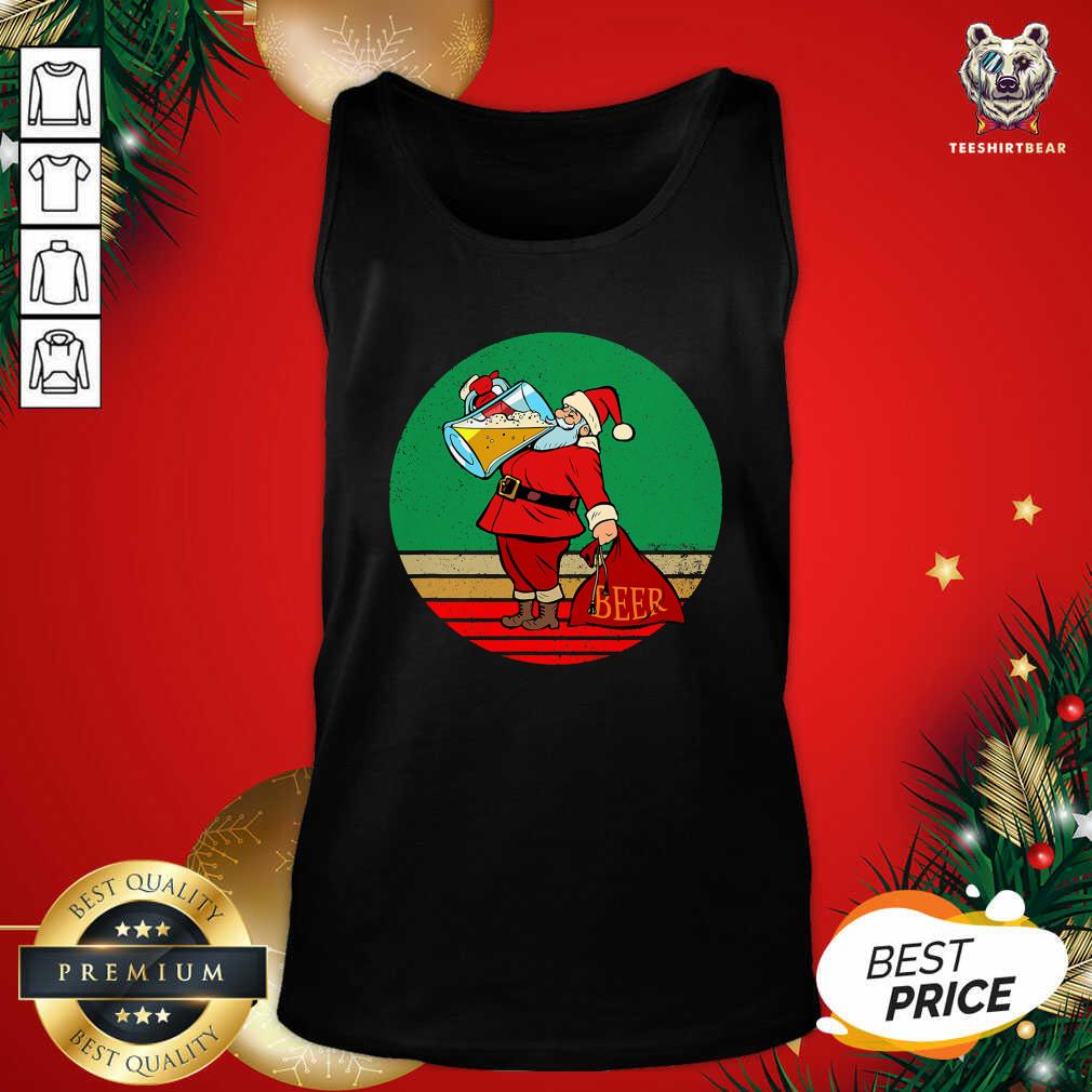 Cute Santa Drinking Beer Matching Family Christmas Shirt
