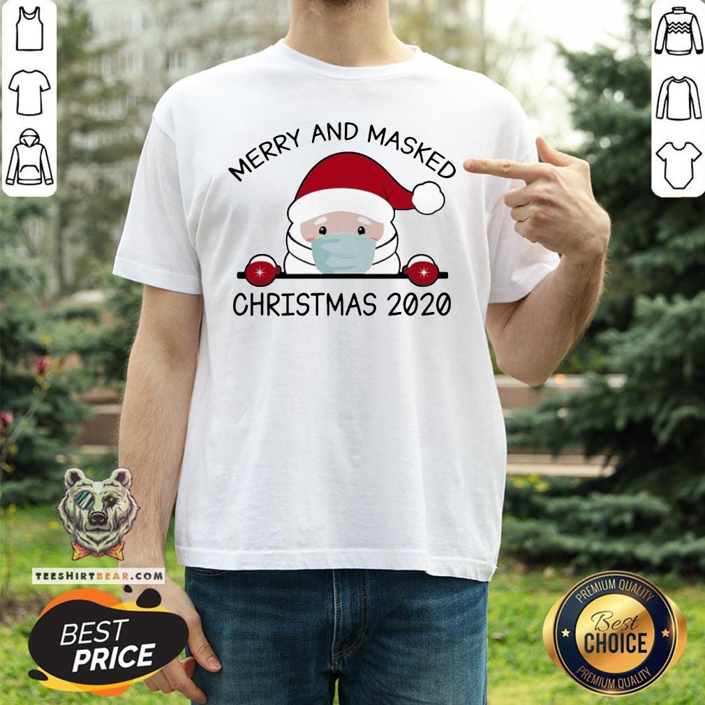 Cute Santa Face Mask Merry And Masked Ugly Christmas 2020 Shirt