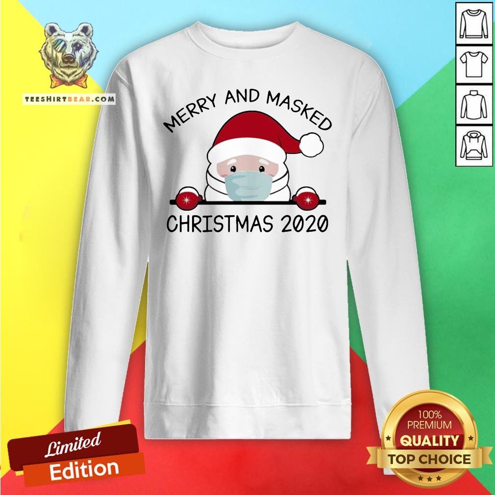 Cute Santa Face Mask Merry And Masked Ugly Christmas 2020 Shirt