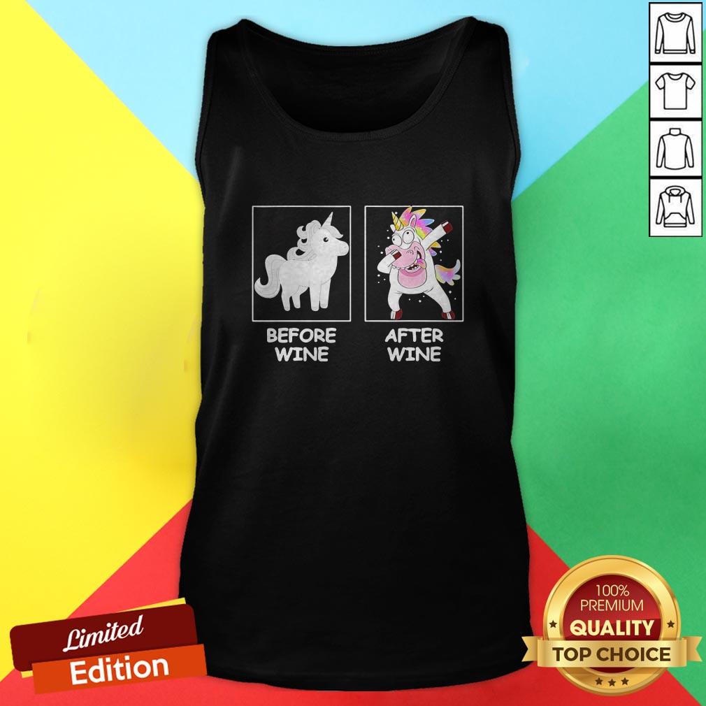 Cute Unicorn Dabbing Before Wine After Wine Shirt