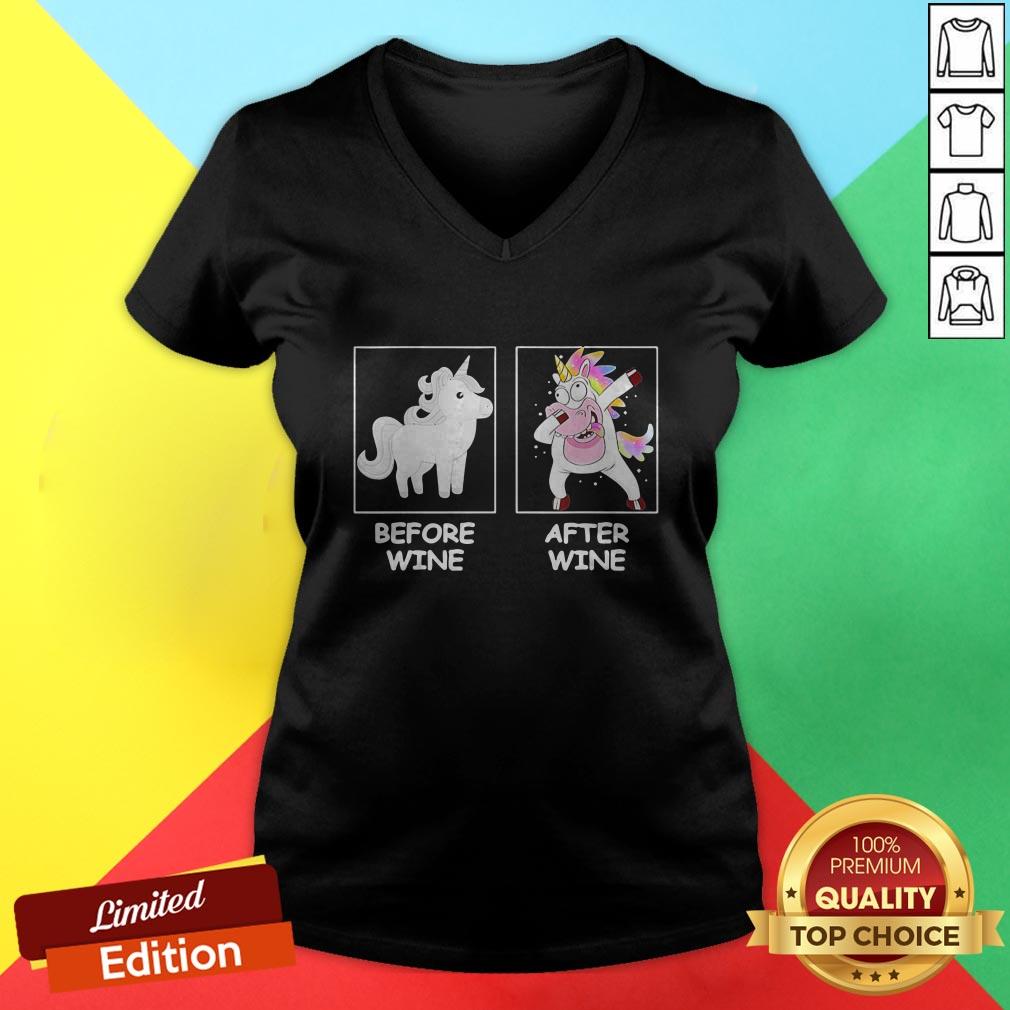 Cute Unicorn Dabbing Before Wine After Wine Shirt