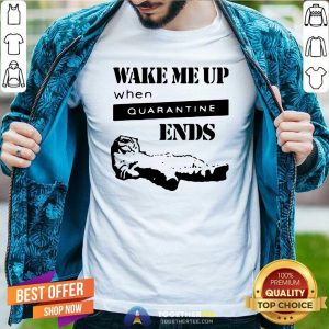 Official Tired Cat Says Wake Me Up When Quarantine Ends Shirt