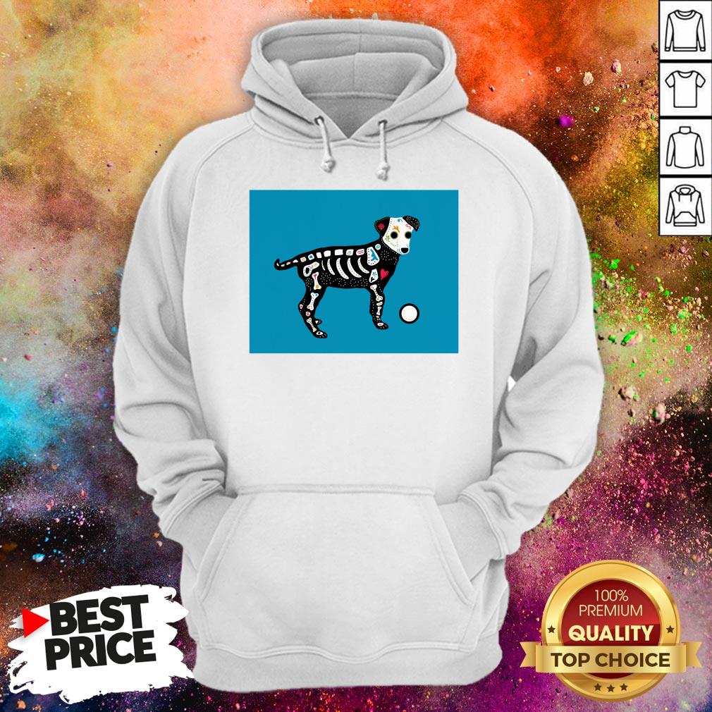 Day Of The Dead Sugar Skull Puppy On Blue Dia De Muertos Shirt