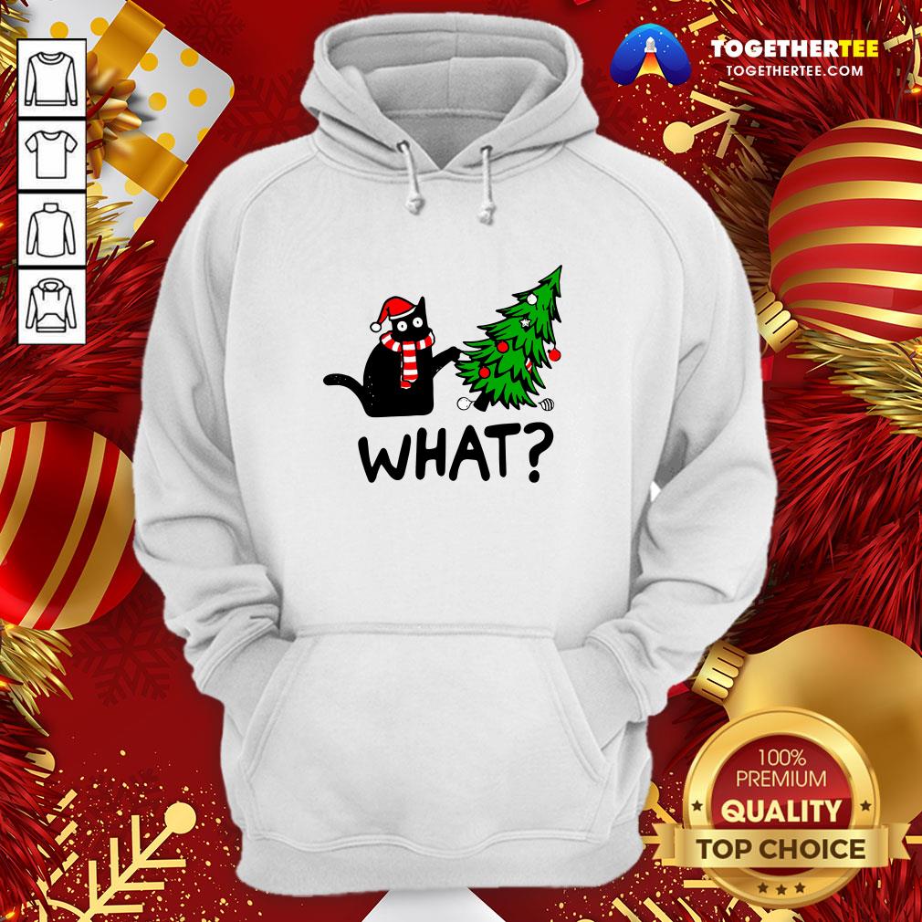 Funny Black Cat What Merry Christmas Tree Shirt