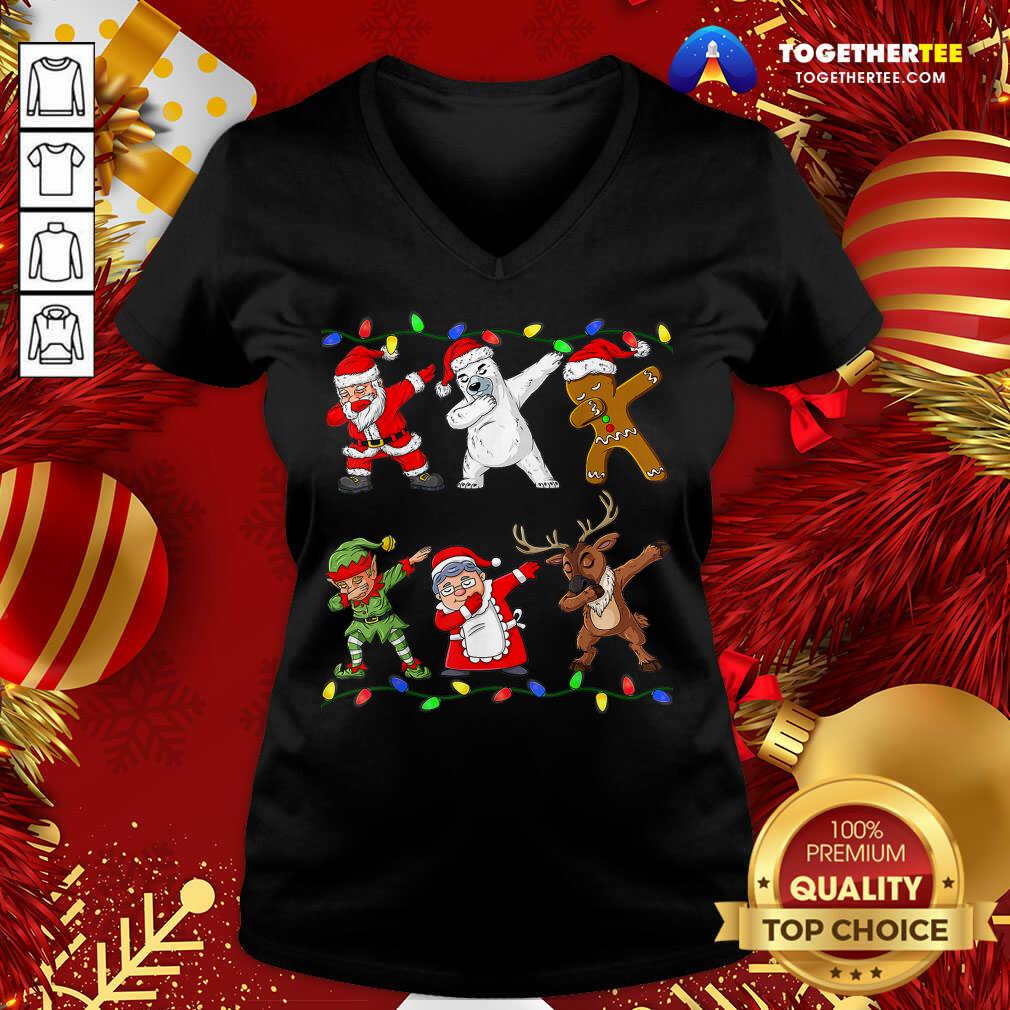 Funny Christmas Dabbing Santa Elf And Friends Boys Kids Dab Xmas T-Shirt