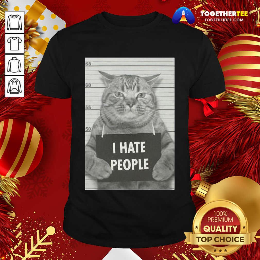 Funny I Hate People Cat Mug Shot Shirt