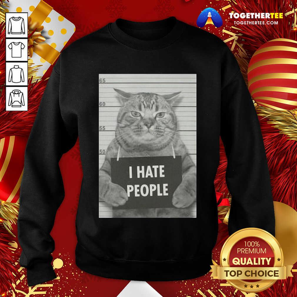 Funny I Hate People Cat Mug Shot Shirt