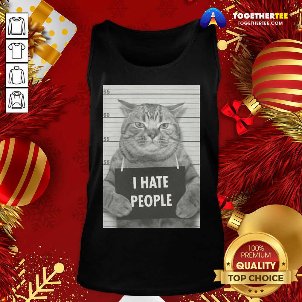 Funny I Hate People Cat Mug Shot Shirt