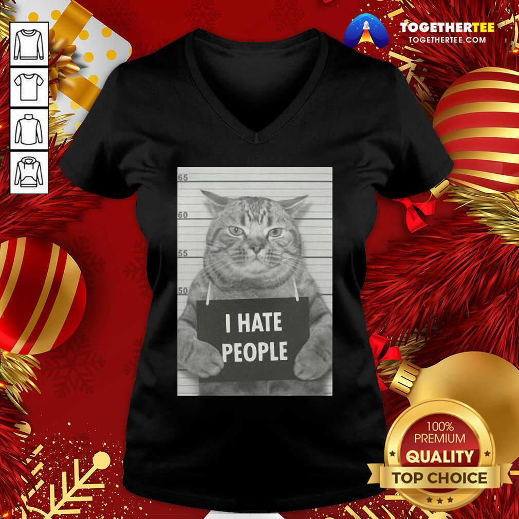 Funny I Hate People Cat Mug Shot Shirt