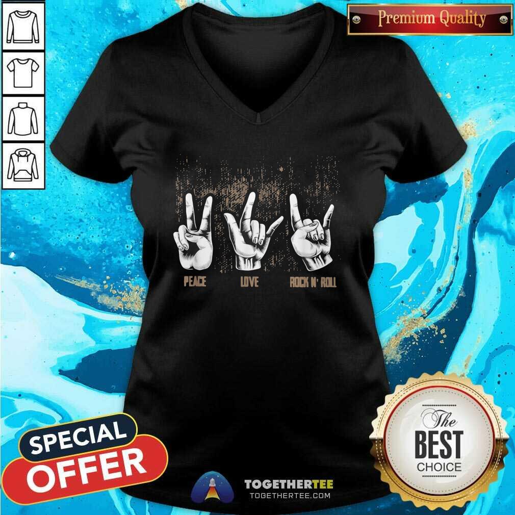 Funny Peace Love Rock And Roll Guitar Ret Hippie Collection Shirt