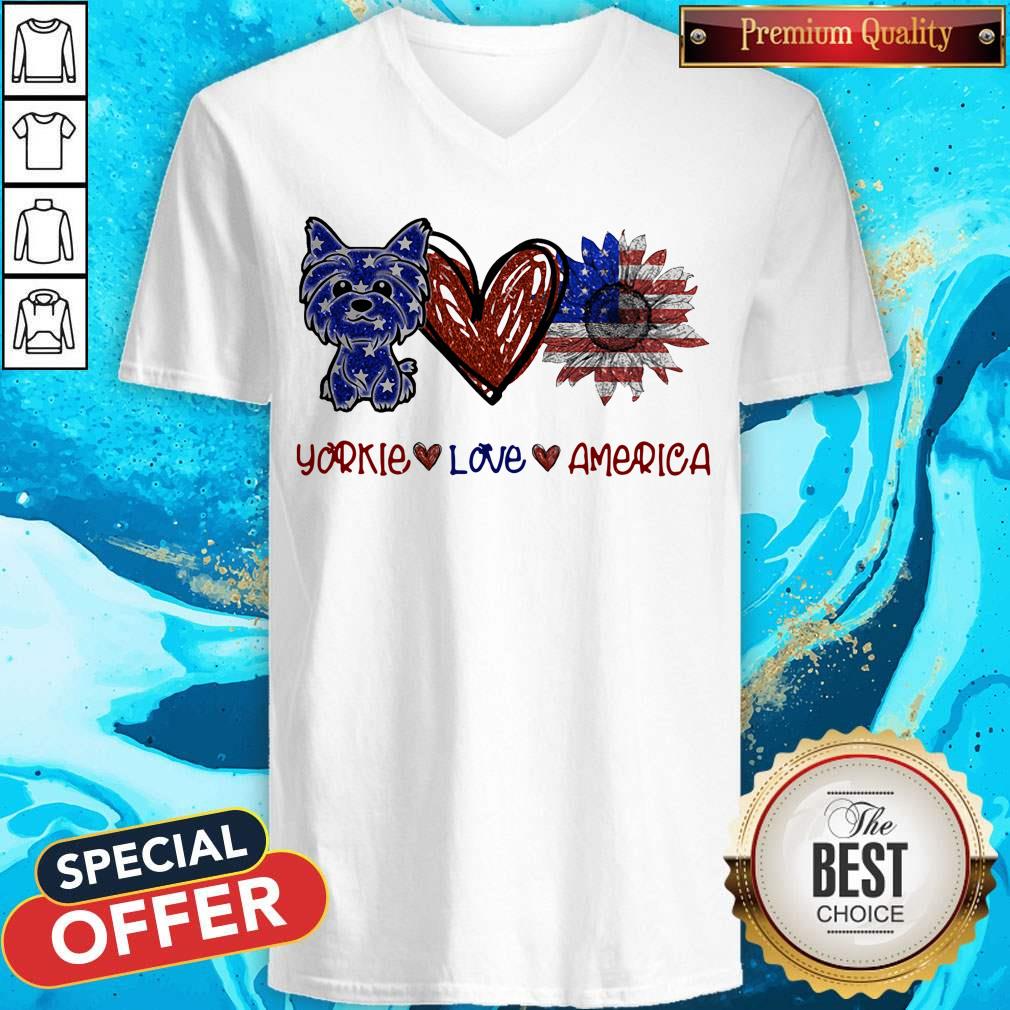 Funny Yorkie Love America 4th Of July Independence Day Shirt