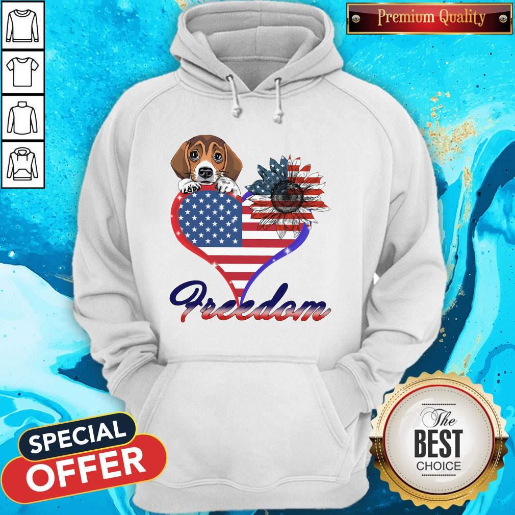 Good Beagle Dog Sunflower Heart American Flag Freedom Shirt