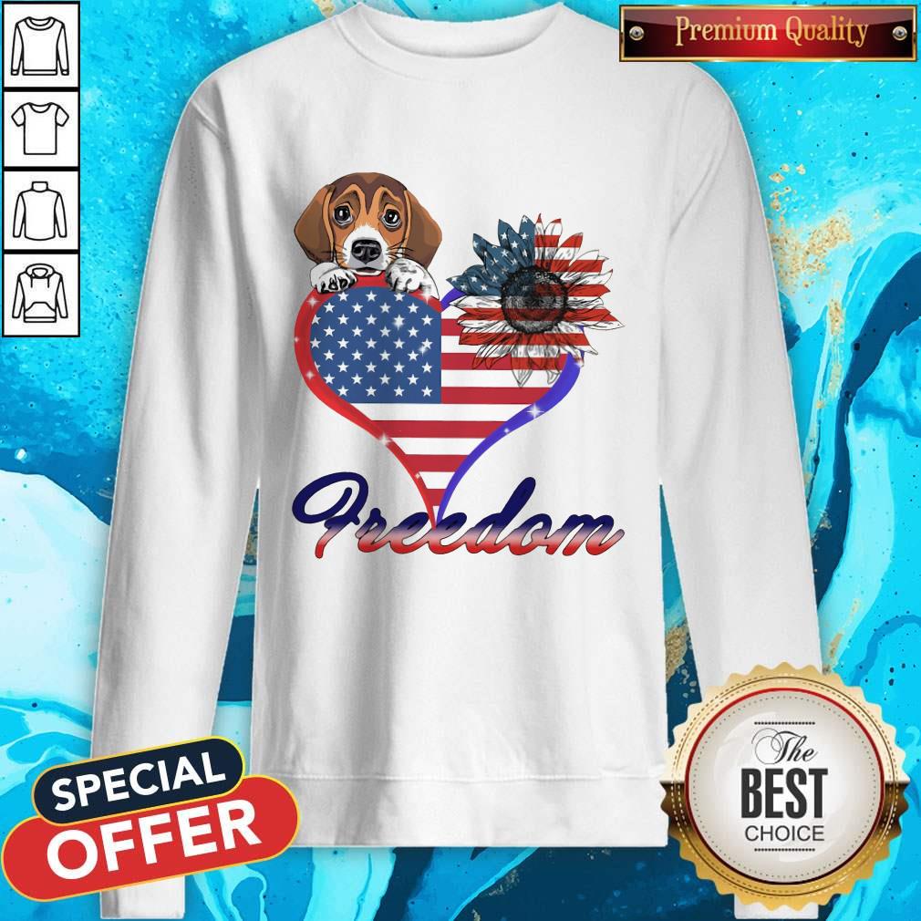 Good Beagle Dog Sunflower Heart American Flag Freedom Shirt