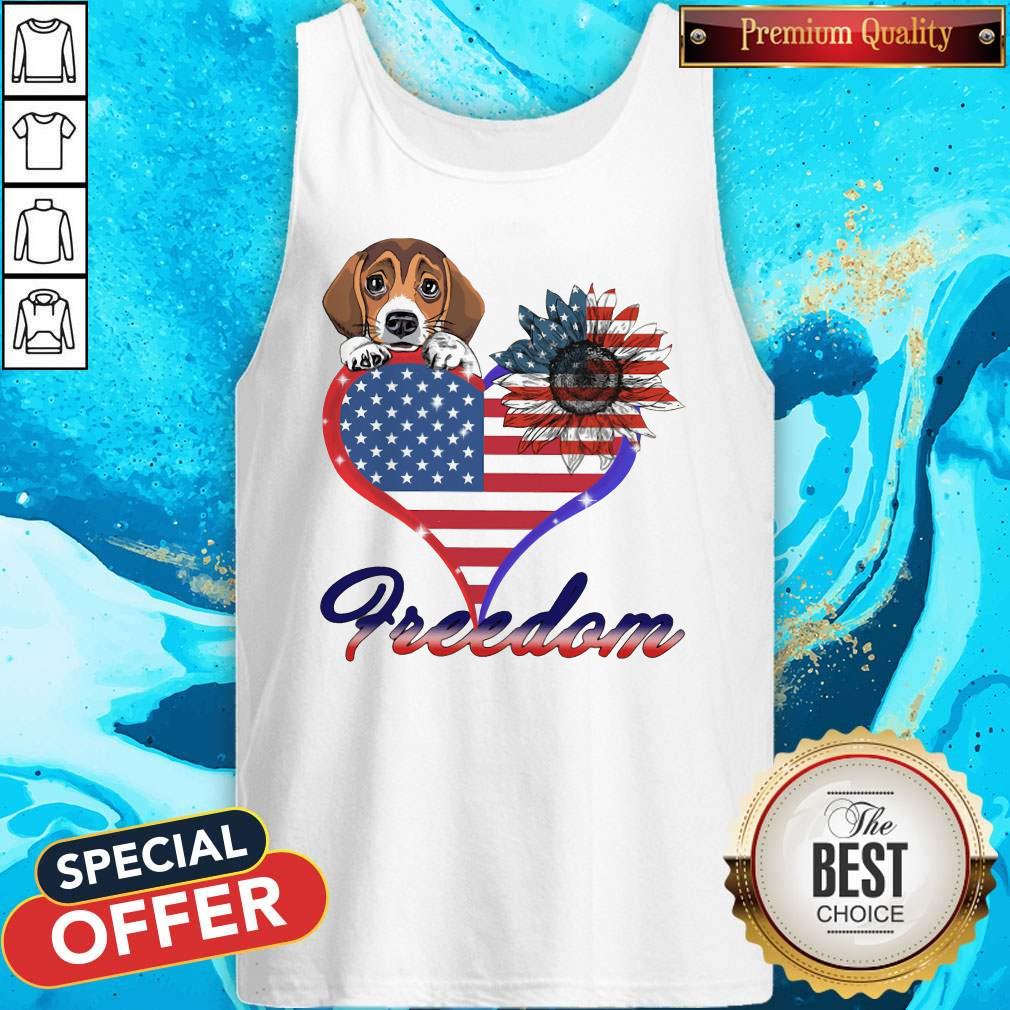 Good Beagle Dog Sunflower Heart American Flag Freedom Shirt