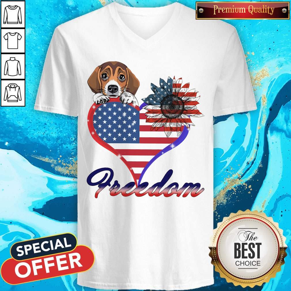 Good Beagle Dog Sunflower Heart American Flag Freedom Shirt
