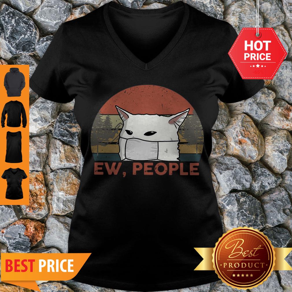Good Vintage Ew People Woman Yelling Cat Mask Shirt
