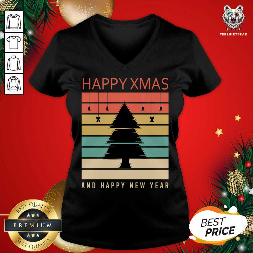 Great Happy Christmas And Happy New Year Christmas Tree Cartoon T-Shirt
