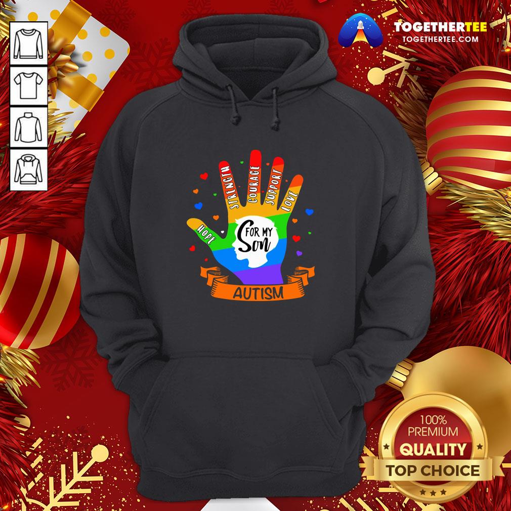 Great LGBT Hand Hope Strength Courage Support Love For My Son Autism Shirt