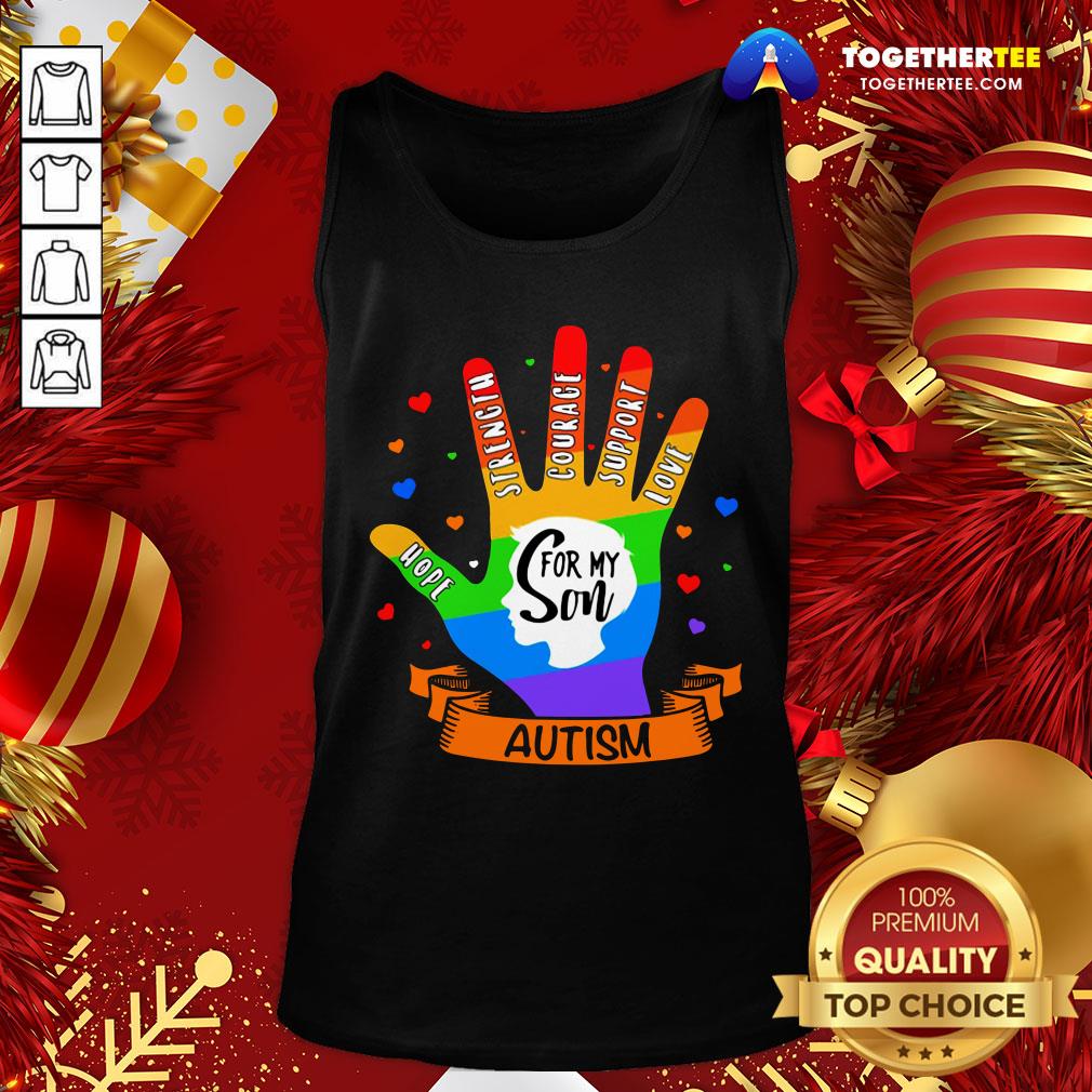 Great LGBT Hand Hope Strength Courage Support Love For My Son Autism Shirt