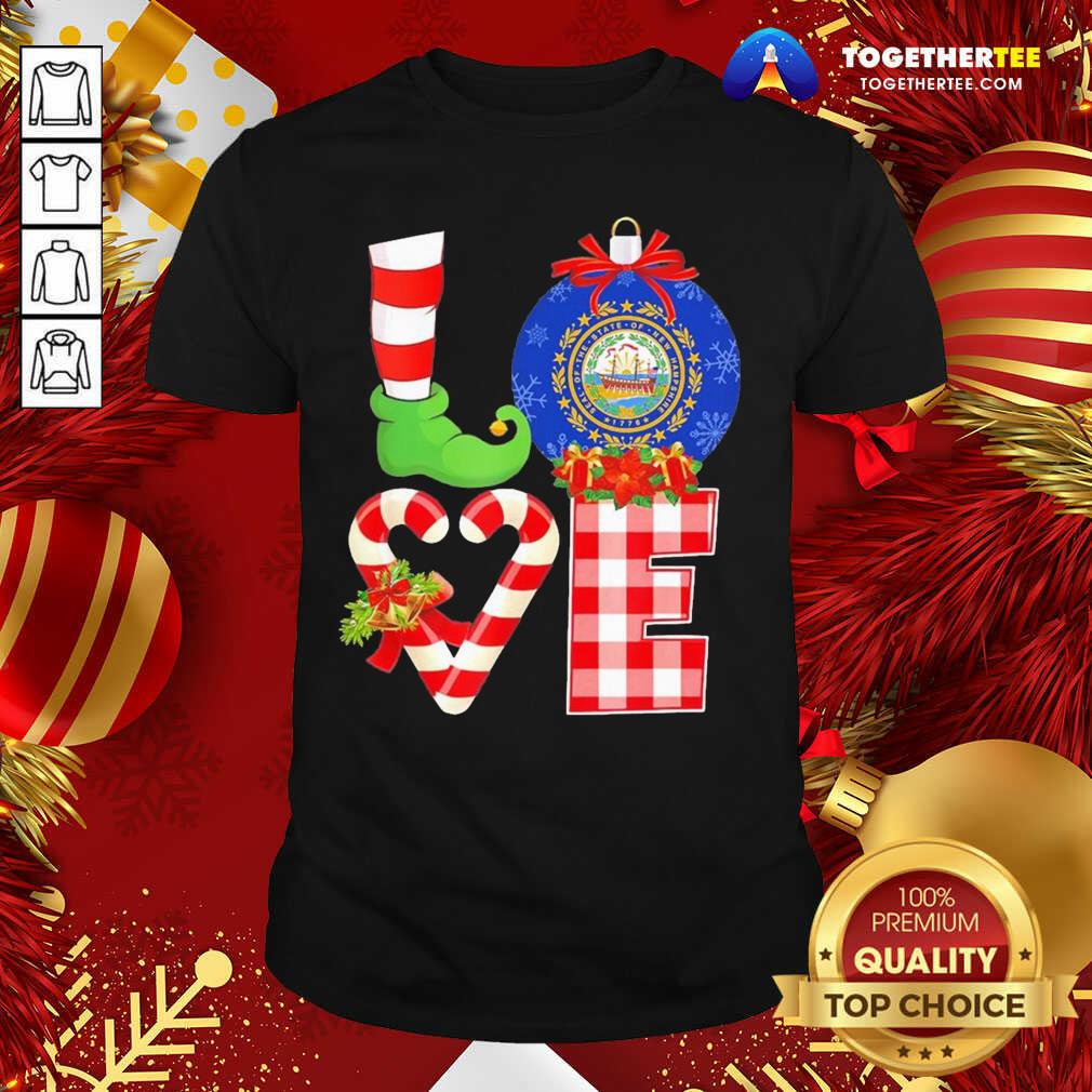 Happy Elf Love Seal Of The State Of Hampshire 1776 Christmas Shirt