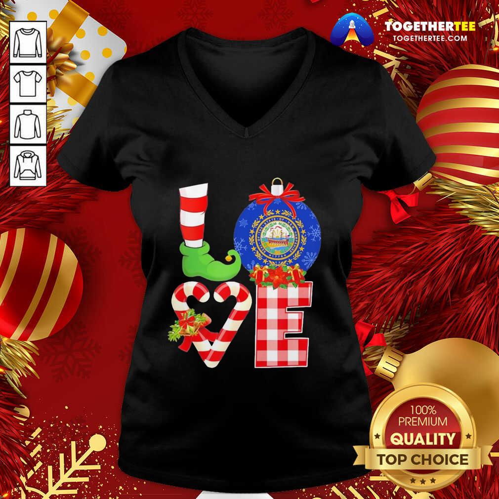 Happy Elf Love Seal Of The State Of Hampshire 1776 Christmas Shirt