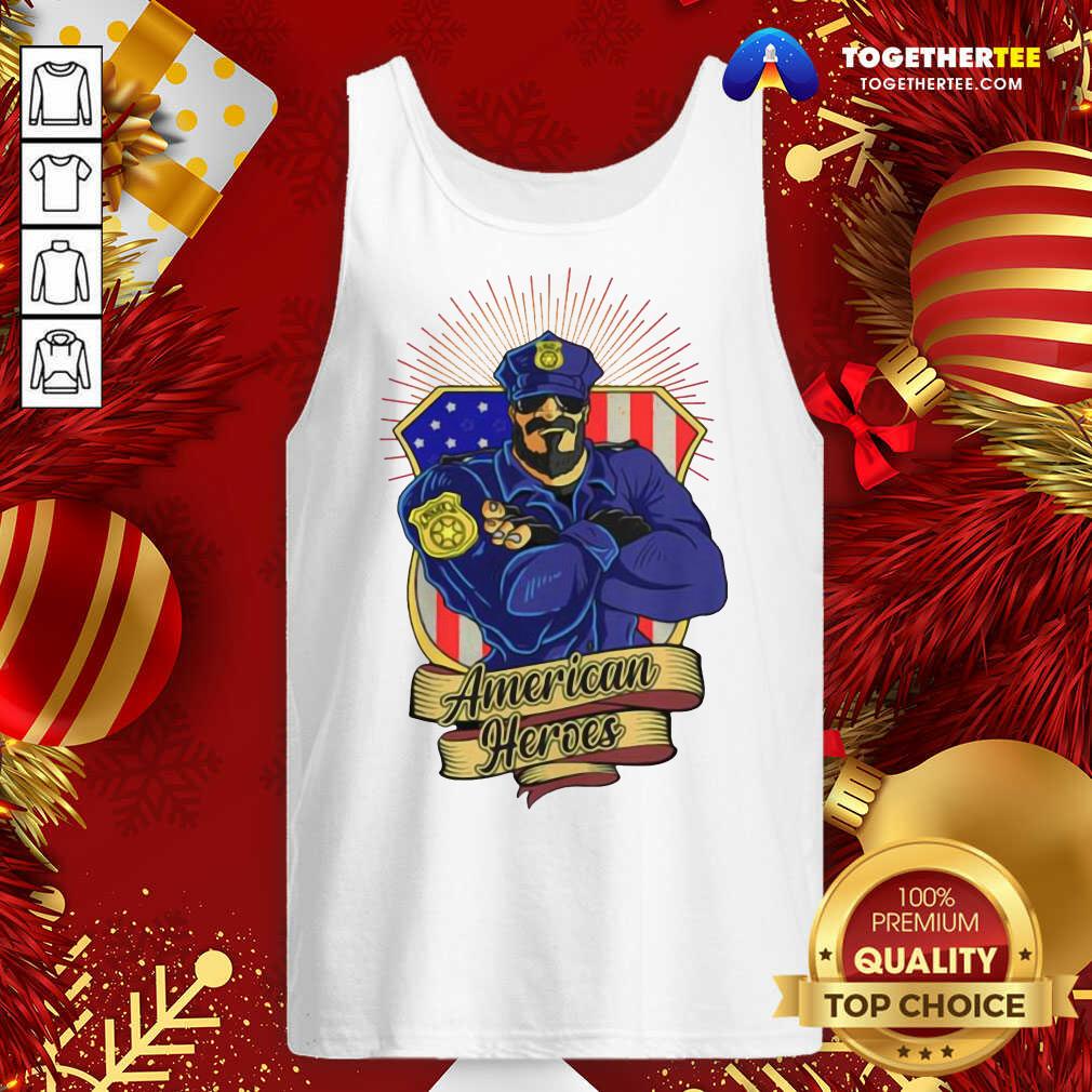 Happy Police Man Ameican Heroes Us Flag Shirt