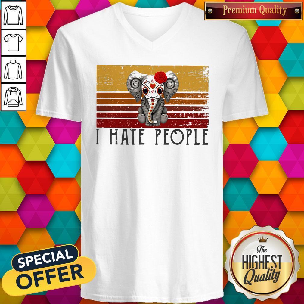Hippie Elephant I Hate People Vintage Retro Shirt