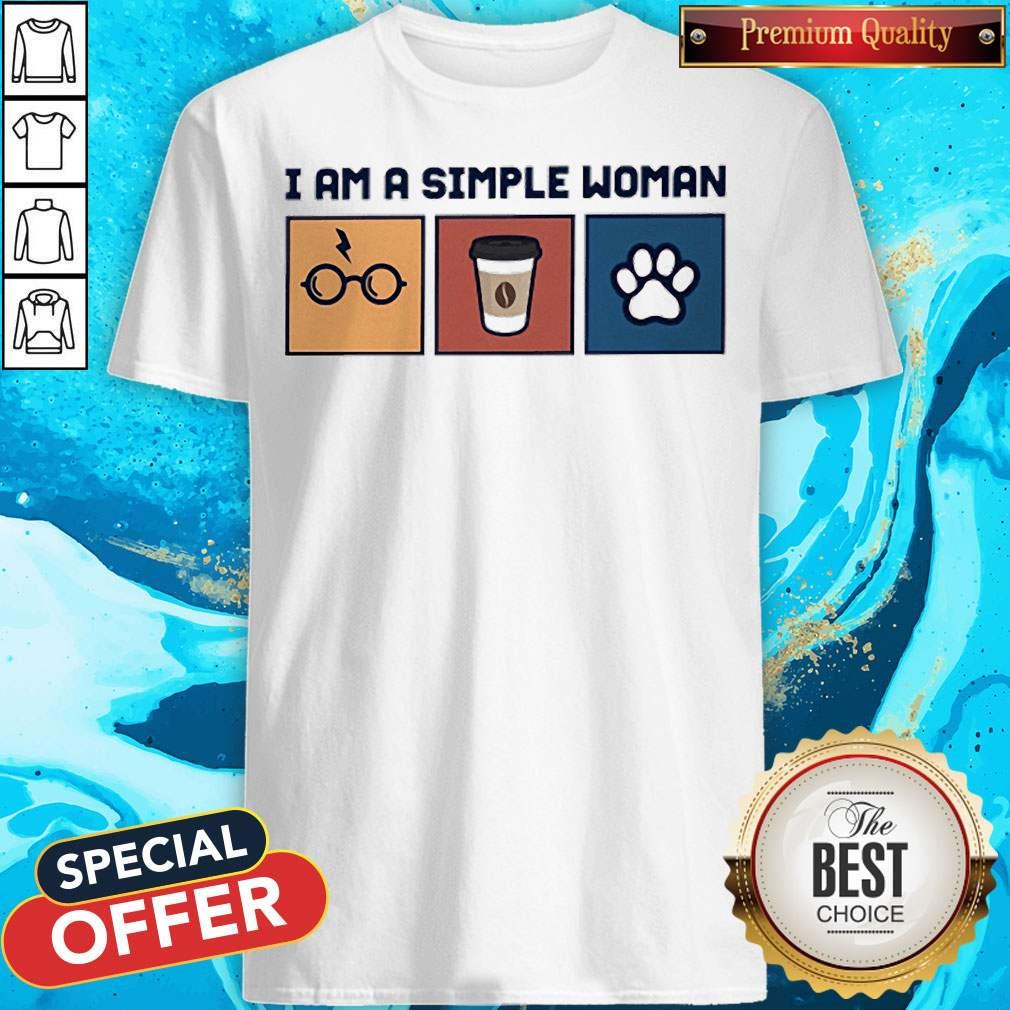 I Am A Simple Woman Harry Potter Coffee And Dog Paws Shirt