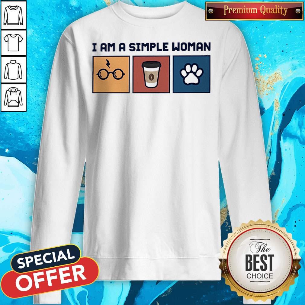I Am A Simple Woman Harry Potter Coffee And Dog Paws Shirt