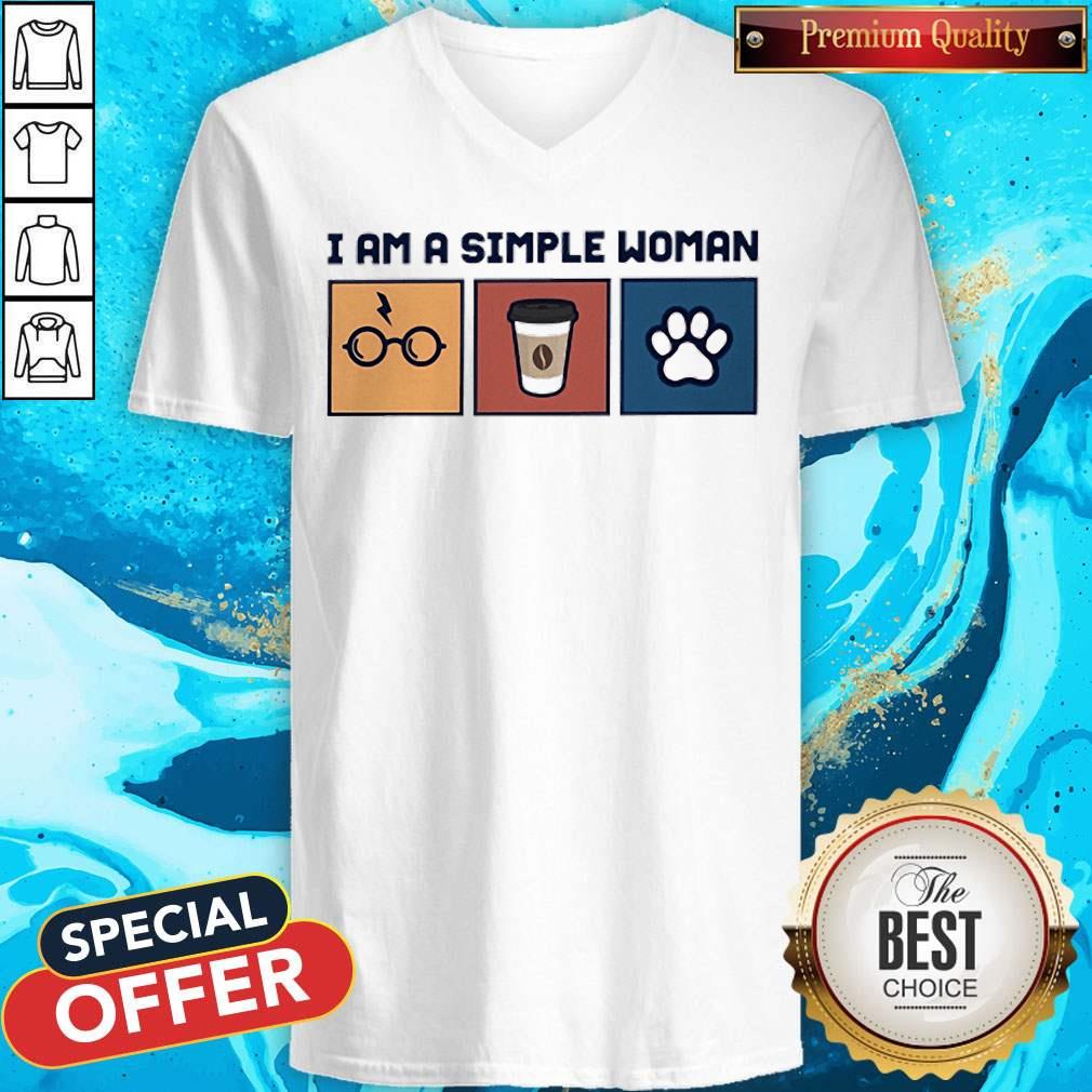 I Am A Simple Woman Harry Potter Coffee And Dog Paws Shirt